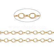Brass Cable Chains, Soldered, with Spool, Flat Oval, Long-Lasting Plated, Real 18K Gold Plated, 8x6x1.1mm, about 16.4 Feet(5m)/roll(CHC-G005-17G)