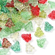 100Pcs Transparent Glass Beads, Christmas Tree, Mixed Color, 16.5x15x5.5mm, Hole: 1.2mm(GLAA-CJ0002-25)