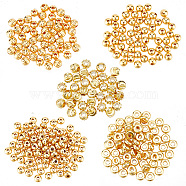DIY Beads Jewelry Making Finding Kit, Includign 360Pcs 5 Style Brass & 202 Stainless Steel Beads, Rondelle & Round & Pumpkin & Disc, Long-Lasting Plated, Real 18K Gold Plated, 3~4x1.5~3mm, Hole: 0.9~1.6mm, 360Pcs/set(DIY-GO0001-11)