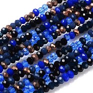 Glass Beads Strands, Faceted, Rondelle, Blue, 2~3.2x1.8~2.6mm, Hole: 0.8mm, about 185~186pcs/Strand, 15.55~15.75 inch(39.5~40cm)(GLAA-F106-B-05)