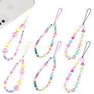 ARRICRAFT 6pcs 3 Styles Resin Beaded Mobile Straps, Mixed Shapes, Mixed Color, 205mm and 109mm, 2pcs/style(AJEW-AR0001-20-1)