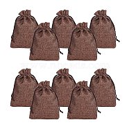 Burlap Packing Pouches Drawstring Bags, Coconut Brown, 13.5x9.5cm(ABAG-PH0001-14x10cm-10)