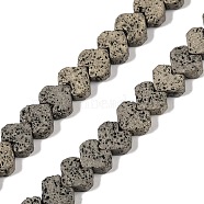 Electroplated Natural Lava Rock Beads Strands, Heart, Light Gold Plated, 6x6.5x3mm, Hole: 1mm, about 82pcs/strand, 16.14''(41cm)(G-Q1009-G01-02D)