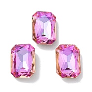 Glass Rhinestone Cabochons, Point Back & Back Plated, Faceted, Rectangle, Fuchsia, 10x14x5mm(RGLA-G020-01D-D502)