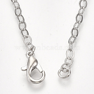 Brass Cable Chain Necklaces, with Lobster Claw Clasps, Platinum, 32 inch(81.5cm)(X-MAK-T006-05P)