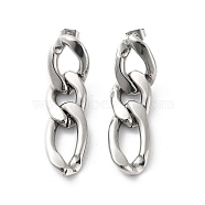 304 Stainless Steel Stud Earrings, Curb Chains Drop Earrings, Stainless Steel Color, 40x11.5mm(EJEW-D095-23P)