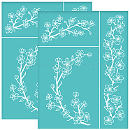 Self-Adhesive Silk Screen Printing Stencil, for Painting on Wood, DIY Decoration T-Shirt Fabric, Turquoise, Sakura Pattern, 280x220mm(DIY-WH0338-099)