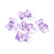 Transparent Spray Painted Glass Beads, Bowknot, Blue Violet, 10x14x8mm, Hole: 1mm(GLAA-I050-11B)