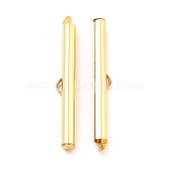 304 Stainless Steel Slide On End Clasp Tubes, Slider End Caps, Real 18K Gold Plated, 40x6x4mm, Hole: 3x1mm, Inner Diameter: 3.5mm(X-STAS-C044-08F-G)