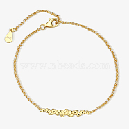 S925 Sterling Silver Heart Bracelets for Women, Sweet and Simple, Golden, 5.91 inch(150mm)(IE2914-1)