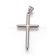 304 Stainless Steel Big Pendants, Cross, Stainless Steel Color, 50.5x27.5x3.5mm, Hole: 5x7.5mm(X-STAS-E449-16P)
