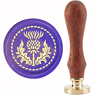 Brass Wax Seal Stamp with Handle, for DIY Scrapbooking, Plants Pattern, 3.5x1.18 inch(8.9x3cm)(AJEW-WH0184-0456)