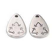 304 Stainless Steel Pendants, Teardrop, Stainless Steel Color, 17.5x12x1.5mm, Hole: 1.6mm(STAS-O145-42P)