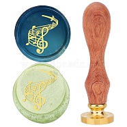 Brass Wax Seal Stamps with Rosewood Handle, for DIY Scrapbooking, Musical Note, 25mm(AJEW-WH0412-0071)