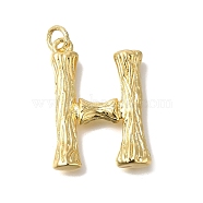 Rack Plating Brass Pendants, Long-Lasting Plated, Cadmium Free & Lead Free, Real 18K Gold Plated, with Jump Ring, Letter H, 38x27x6.5mm, Hole: 5mm(KK-I721-01G-H)