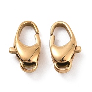 Ion Plating(IP) 304 Stainless Steel Lobster Claw Clasps, Golden, 15x8x4.5mm, Hole: 1mm.(STAS-F109-01G)