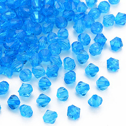 Transparent Acrylic Beads, Faceted, Bicone, Deep Sky Blue, 5x4.5mm, Hole: 1.2mm, about 12160pcs/500g(MACR-S373-84-B08)