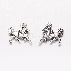 Tibetan Style Antique Silver Alloy Horse Pendants, 16.5x13.5x2mm, Hole: 2mm(X-TIBEP-E131-AS)
