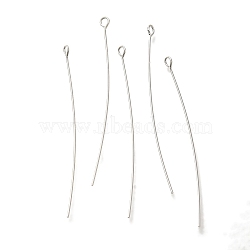 Brass Eye Pins, Lead Free & Cadmium Free, 925 Sterling Silver Plated, 45x3x0.7mm, Hole: 1.8mm(KK-H502-02H-S)