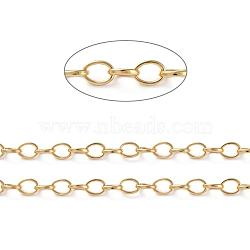 Brass Cable Chains, Soldered, with Spool, Flat Oval, Long-Lasting Plated, Real 18K Gold Plated, 8x6x1.1mm, about 16.4 Feet(5m)/roll(CHC-G005-17G)