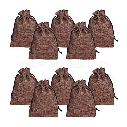 Burlap Packing Pouches Drawstring Bags, Coconut Brown, 13.5x9.5cm(ABAG-PH0001-14x10cm-10)