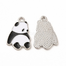 Alloy Enamel Pendants, Panda Charm, Platinum, 20.5x14x1.5mm, Hole: 2mm(PALLOY-I217-27P)