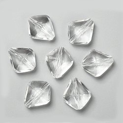 Transparent Acrylic Beads, Faceted Rhombus, Clear, 23mm long, 20mm wide, 10mm thick, hole: 2mm(X-PL6362Y)