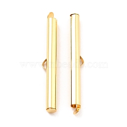 304 Stainless Steel Slide On End Clasp Tubes, Slider End Caps, Real 18K Gold Plated, 40x6x4mm, Hole: 3x1mm, Inner Diameter: 3.5mm(X-STAS-C044-08F-G)