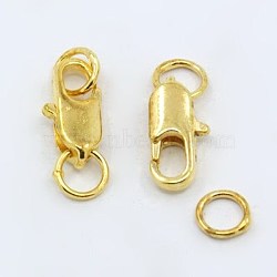 Brass Lobster Claw Clasps, Cadmium Free & Lead Free, Golden, 16x6mm, Hole: 2.5mm(KK-KK802-G)