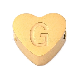 Ion Plating(IP) Tarnish Resistant 304 Stainless Steel Beads, Heart with Letter, Golden, Letter G, 7x8x3mm, Hole: 2mm(STAS-H219-16G-G)