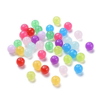 Imitation Jade Acrylic Beads, Round, Mixed Color, 10mm, Hole: 2mm, about 833pcs/500g
