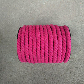 3-Ply Macrame Cotton Cord, Twisted Cotton Rope, for Wall Hanging, Plant Hangers, Crafts and Wedding Decorations, Deep Pink, 12mm, about 21.87~24.05 yards(20~22m)/roll