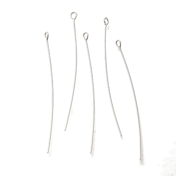 Brass Eye Pins, Lead Free & Cadmium Free, 925 Sterling Silver Plated, 45x3x0.7mm, Hole: 1.8mm