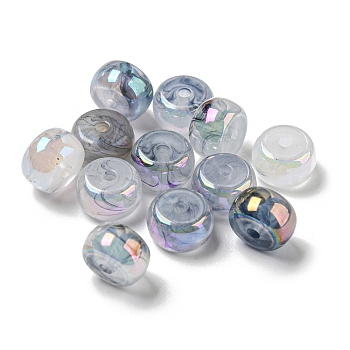 Acrylic Bead, AB Color Plated, Rondelle, Marine Blue, 8x5mm, Hole: 1.6mm