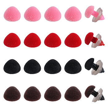 40Pcs 4 Colors Plastic Safety Noses, Flocky Craft Nose, for DIY Doll Toys Puppet Plush Animal Making, Mixed Color, 10x11x15mm, 10pcs/color