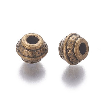 Tibetan Antique Bronze Metal Spacer Beads, Lead Free & Cadmium Free, 9x7mm, Hole: 3.5mm