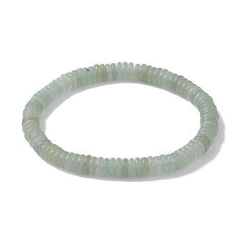 Natural Green Aventurine Disc Beaded Stretch Bracelets, Inner Diameter: 2-3/8 inch(6cm)