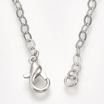 Brass Cable Chain Necklaces, with Lobster Claw Clasps, Platinum, 32 inch(81.5cm)