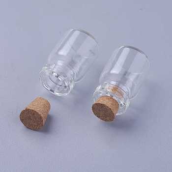 Mini Cute Small Glass Jar Glass Bottles, Decorative Storage Pendants, Wishing Bottle, with Cork Stopper, Clear, 22x15mm, Bottleneck: 7mm, Capacity: 2ml(0.07 fl. oz)