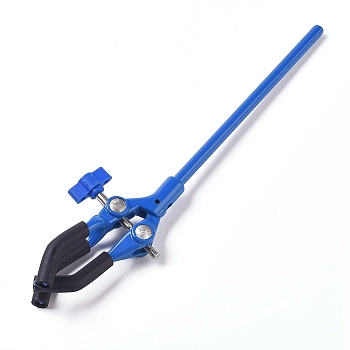 Lab Three-jaw Clamp, 3 Prong Finger Rotating Clamp Equipment, for Laboratory Stand Clip, Blue, 275x67~80x33mm