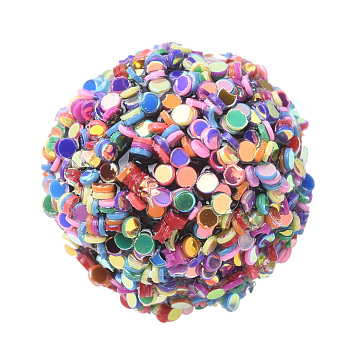 Acrylic Beads, with Paillettes, Round, Colorful, 8x10mm, Hole: 2mm