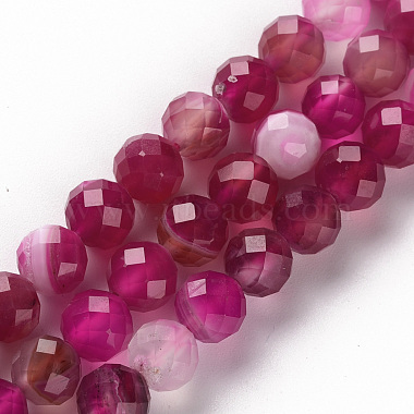 Medium Violet Red Round Banded Agate Beads