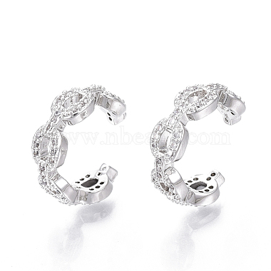 Brass Cubic Zirconia Cuff Earrings(EJEW-R114-008P-NF)-3