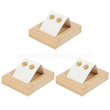 White Rectangle Wood Earring Displays