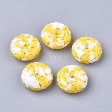 26mm Yellow Flat Round Resin Beads