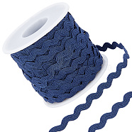 Wave Bending Fringe Trim, with Plastic Empty Spools, for Cloth Dress DIY Making Decorate, Prussian Blue, Trim: about 3/16 inch~3/8 inch(5~8.5mm), about 27.34 Yards(25m)/Roll(OCOR-GF0002-03D)