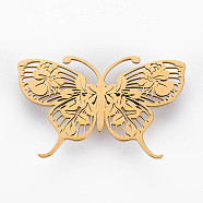 Butterfly Brooch, 201 Stainless Steel Insect Lapel Pin for Backpack Clothes, Nickel Free & Lead Free, Golden, 33x54.5x7mm, Pin: 0.7mm(JEWB-N007-008G-FF)