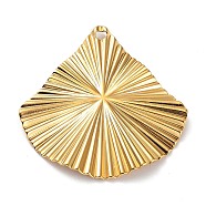 Ion Plating(IP) 304 Stainless Steel Pendants, Fan Charm, Real 18K Gold Plated, 31.5x30x2mm, Hole: 1.6mm(STAS-M323-39G)