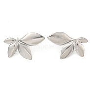 Non-Tarnish 304 Stainless Steel Ear Stud Earrings, Leaf, Stainless Steel Color, 23x34.5mm(EJEW-P291-13P)