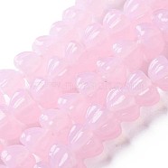 Handmade Lampwork Beads Strands, Pumpkin, Pink, 11~12x7~8mm, Hole: 1.6mm, about 60pcs/strand, 17.13 inch~18.70 inch(43.5~47.5cm)(LAMP-T017-06D)